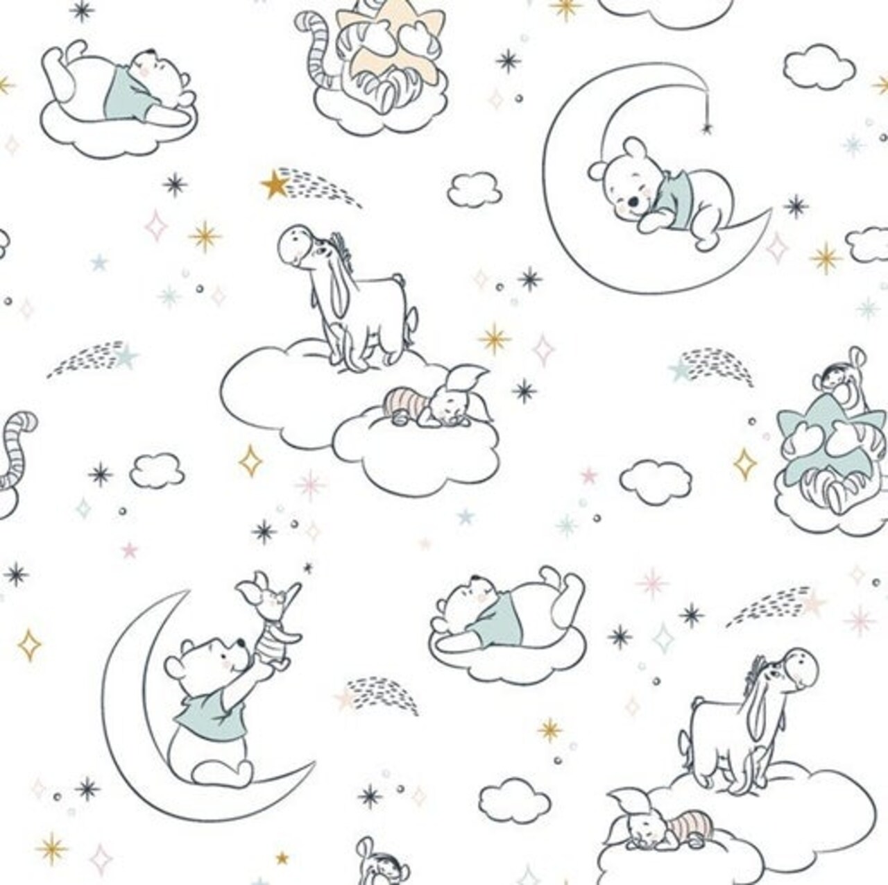 Licensed Disney Prints - Disney's Winnie the Pooh Baby Friends Cotton Fabric by the Yard